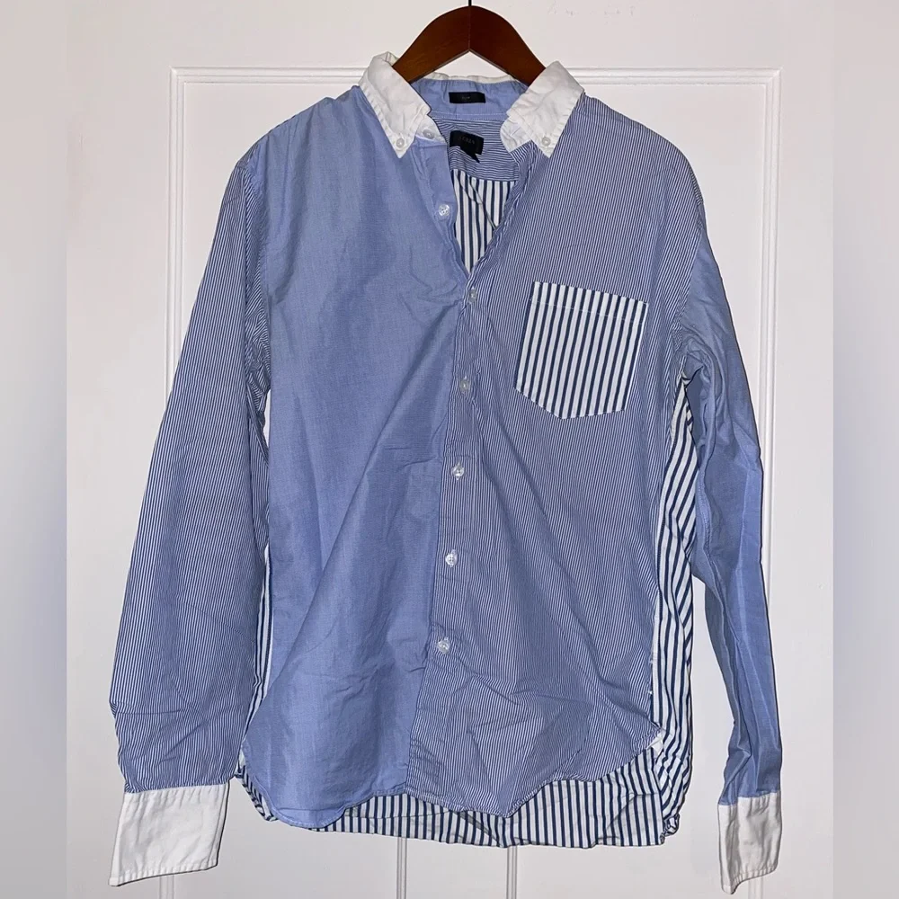 Jcrew multi pattern, Blue Striped Men's Shirt